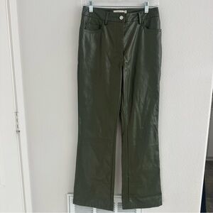 Amenah Olive Faux‎ Leather Flare Jeans Size: 1